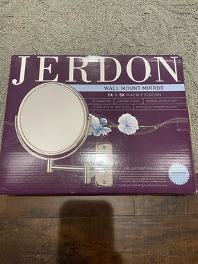 Jerdon Silver Wall Mount Mirror with 1x & 5x Magnification